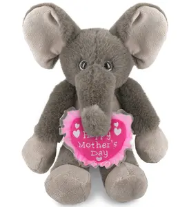 DOLLIBU 10.5" Long Leg Elephant Stuffed Toy - Super-Soft Polyester Plush, Embroidered Heart, Ideal Mother's Day Gift, Mothers Day Gift