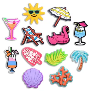 Beach Croc Charms 12PCS PVC Clog Pins Accessories Party Favors Birthday Gifts Holidays Decoration for Boys Women Girls