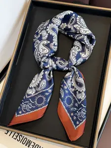 1 Piece Paisley Print Shawl Fashion Decoration Imitate Silk Scarf Boho Style Scarf for Women Square Turban Hijab Soft Neck Tie Female All Seasons Headscarf Kerchief Scarf Head Wrap