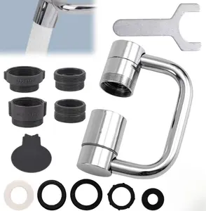 Rotatable Rotary Faucet Aerator Extension, 1440° Swivel, 2-Mode Splash-Free All-Angle Water Spray, Plumbing Valve Part for Kitchen & Bathroom Sinks (1PC)