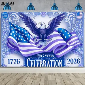 2D Flat - 2D Flat - 2D Flat 1pc 250Th Anniversary Celebration Theme Blue White Purple Independence Day Decoration Banner Tapestry