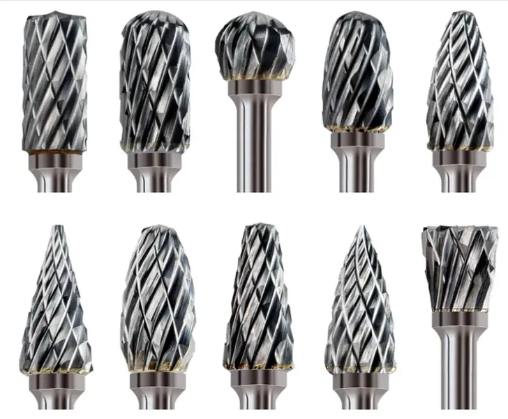 10PCS Tungsten Carbide Rotary Burr Set, Double-Cut Carbide Burr Bits with 3.175mm Shank, Rotary File Set for Grinding, Carving, Shaping, Porting and Polishing Metal, Wood and Stone