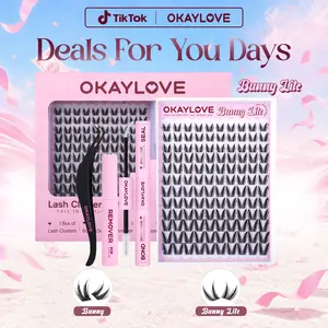 OKAYLOVE Bunny | Bunny Lite Lash Clusters Kit Mang Okaylovelashes Extension Kit  Lightweight Eyelashes Clusters with Waterproof Long-lasting Lash Bond and Seal,Tweezers and Remover , Natural Makeup Girl Gifts #Summervibes DealsForYouDays