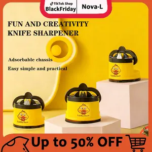 TikTokShopBlackFriday Adsorbable Knife Sharpener, Mini Suction Cup Knife Sharpening Tool, a Compact & Easy to Use Tungsten Steel Manual Sharpener for Household Kitchen Knives & Fruit Knifes
