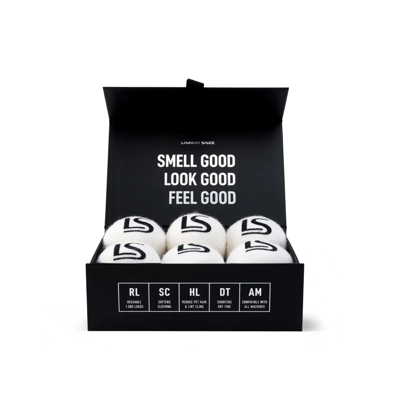 Laundry Sauce Reusable Wool Dryer Balls (6-Pack): Natural Fabric Softener & Anti-Static Solution, Eco-Friendly, Wrinkle-Reducing & Speeds Up Drying Time