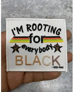 Patch Party Club, 1-pc, "I'm Rooting for Everybody Black" Iron-on Embroidered Patch, Size 4" x 4", Empowerment Badge, DIY Applique for Clothing