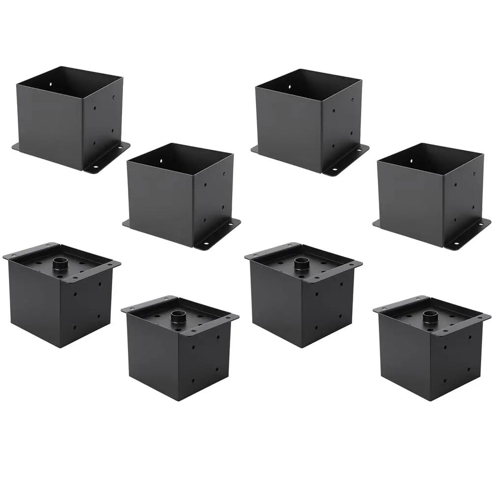 Garvee post base for concrete wood deck, 8 pieces metal 6x6 post brackets for concrete, powder-coated steel post anchor for deck railing, support deck base, post support bracket