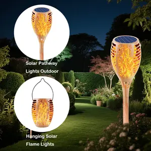 Rawink Solar Torch Lights Outdoor,33 LED Flickering Flame Solar Garden Light with Hanging Handle,Waterproof for Patio,Backyard,Pathway & Outdoor Decor