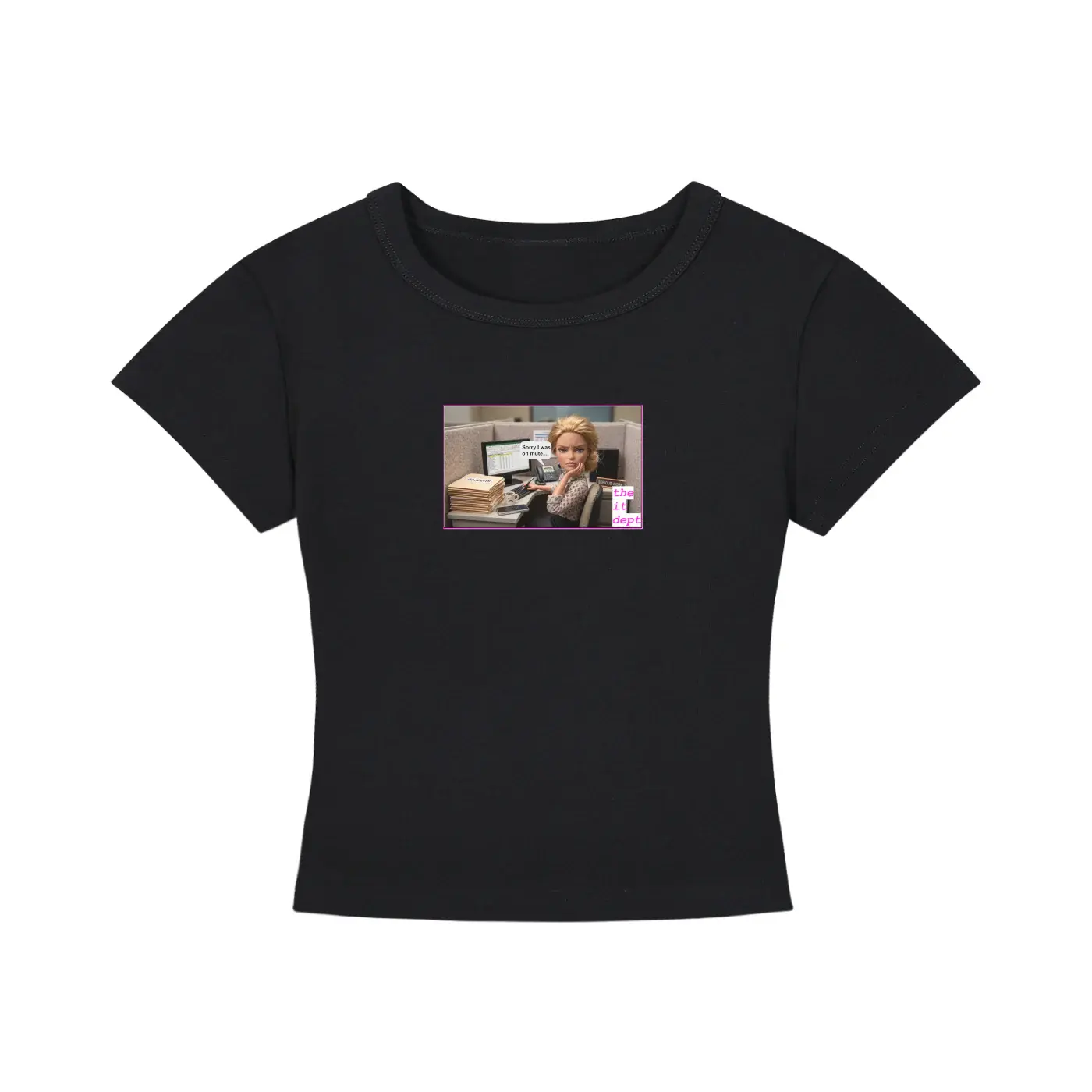 the IT Dept Irritated Barbs Women's Casual Cotton-Spandex Cropped Tee Tops, Apparel