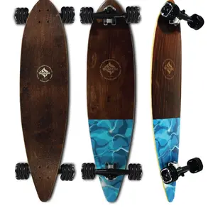 WATER FLOW PINTAIL LONGBOARD 38'' x 9.125'' Maple with 72mm 78a Shark Wheels Shiver Trucks & Abec 9 Bearings for Skogging Enthusiasts