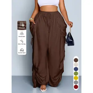 Women’s casual loose-fit wide-leg pants, all-season woven fabric, long plain design, suitable for daily commutes and vacations philippine softball uniform