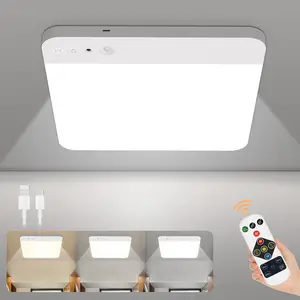 Spring Sales Renter Friendly Rechargeable Motion Sensor Ceiling Light w/ Remote 6000mAh Battery 400LM 3 Color Modes Magnetic Wireless Indoor Use for Shower Bathroom Pantry Stairs Hallway