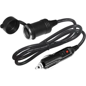 12V Cigarette Lighter Extension Cord 3FT -Car Charger Cigar Lighter Male Plug to Female Socket 18AWG Heavy Duty Extension Cable with LED Lights Extender for Air Compressor Pump and Tire Inflator 15A