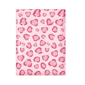 Love Leopard Print Pink Poly Mailers Size 10x13 Valentine Shipping Bags