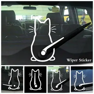 Cute Cat Design Car Sticker, 1 Count Car Window Wiper Decals, Rear Windshield Sticker, Creative Decals for Car Window, Car Exterior Accessories, Sticker For Cars, Automobile Decals