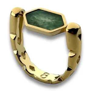 Gold CrownCut Crystal HexBar Fidget Ring