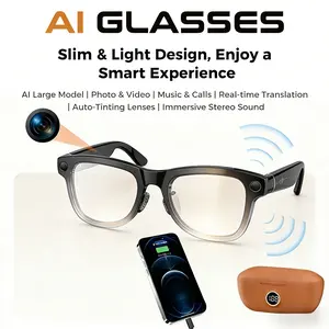 Smart Camera Glasses with Bluetooth, Color-Changing Lenses, Hands-Free Photo & Video Recording, Rechargeable Battery Display