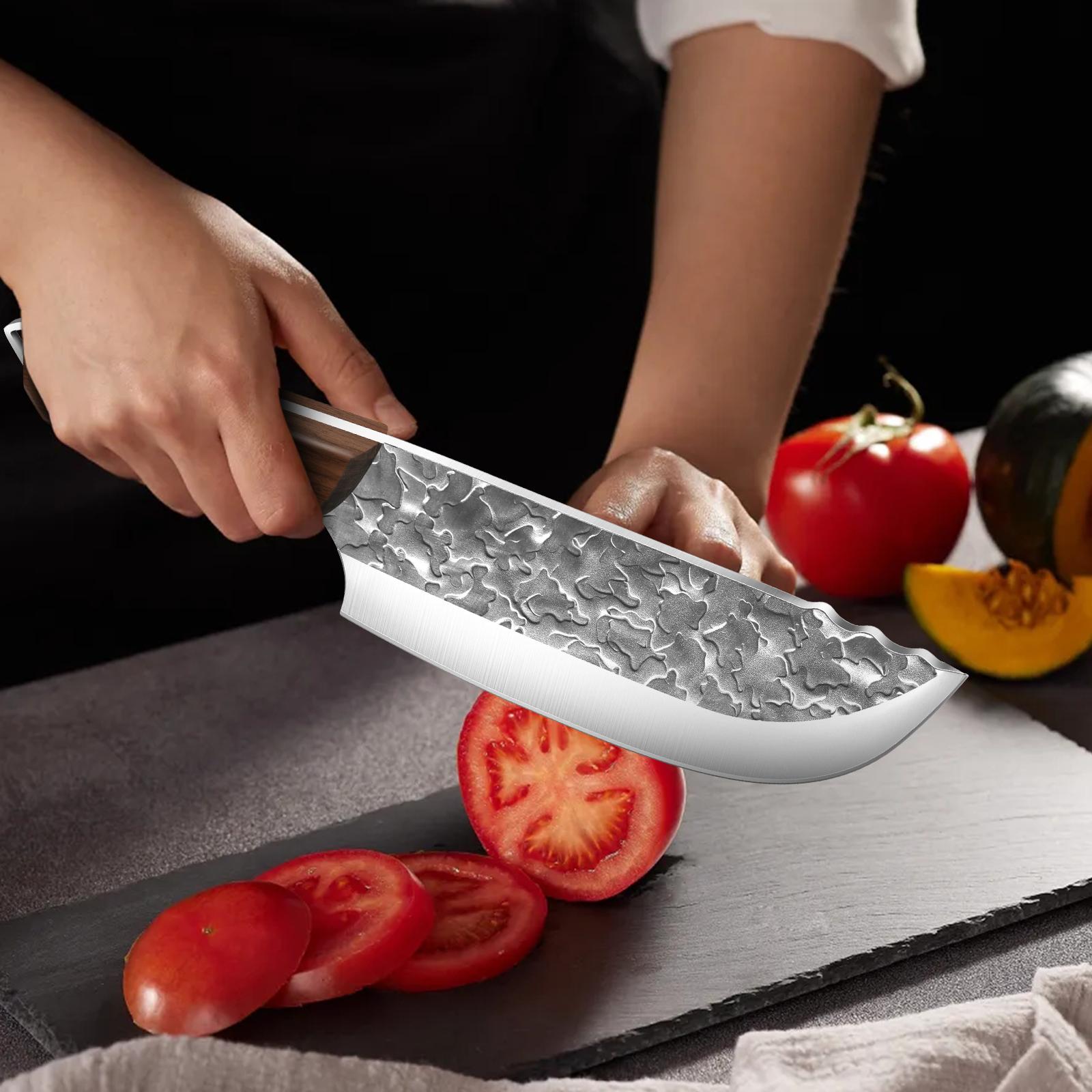 Japanese Chef Knife – Handmade High Carbon Steel Meat Cleaver, Viking Butcher Knife with Sheath, Multipurpose for Meat Cutting, BBQ, Outdoor, Camping, Sharp Blade