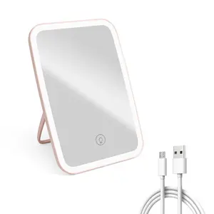LED portable folding makeup mirror: Pink LED portable folding makeup mirror: Pink