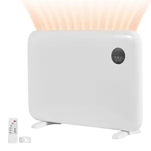 VEVOR 1500W Power Convection Panel Heater, Electric Space Heater with Remote, Touchscreen & Aluminum Wire, Portable Stand or Wall Mount, Anti-Tipping & Overheat Safe Protection for Home, White