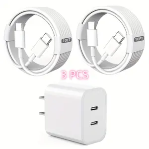 PD40W Charger With 10FT Cable For iPhone16 Fast Charger, For iPhone15 Dual USB-C Quick Wall Charger Fast Charging With Block