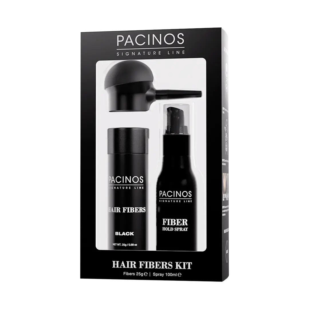 Hair Fiber Kit with Fiber Hold Spray - Instantly Cover Thinning Hair & Bald Spots with Natural Finish - Haircare Easy To Apply Keratin Protein Hairline Shaping Powder Volumizing