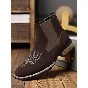 Men'sBusinessfashionsolidcolorChelseaboots,casualretrofashionelegantbootsfordailywear,maleall-matchtrendyshoesfordailywear