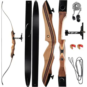 Takedown Recurve Bow and  Set for Adults & Teens 62" - 15-60lb Draw Weight, Right & Left Handed Bows - Archery Set with Bowstring,  Rest, Stringer Tool, and Bow Sight