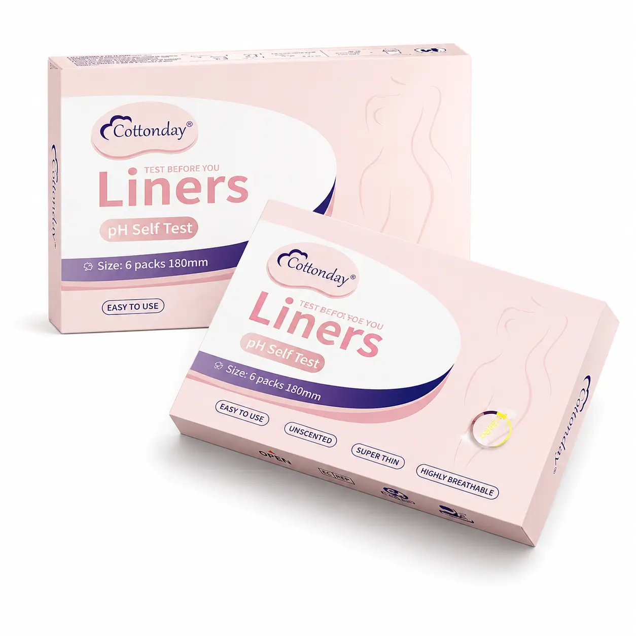 Cottonday pH Self Test pads. Sanitary pads that measure pH in intimate areas, Use before Itching, odor, unusual discharge, Home testing, pH balance, pH indicator