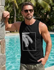 Mens Beach Tank Tops Summer Hawaii Vacation Graphic Muscle Palm Tree Sleeveless Shirts