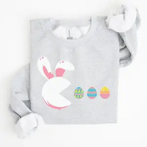 Retro Game Easter Bunny, Eggs Sweatshirt & Tshirt, Women's Crew Neck, Crewneck