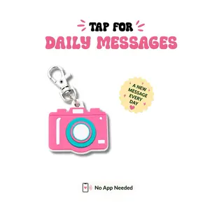 Handmade NFC Retro Camera Bag Charm - Tap Phone for Daily Affirmations, Cute Glam Keychain Gift