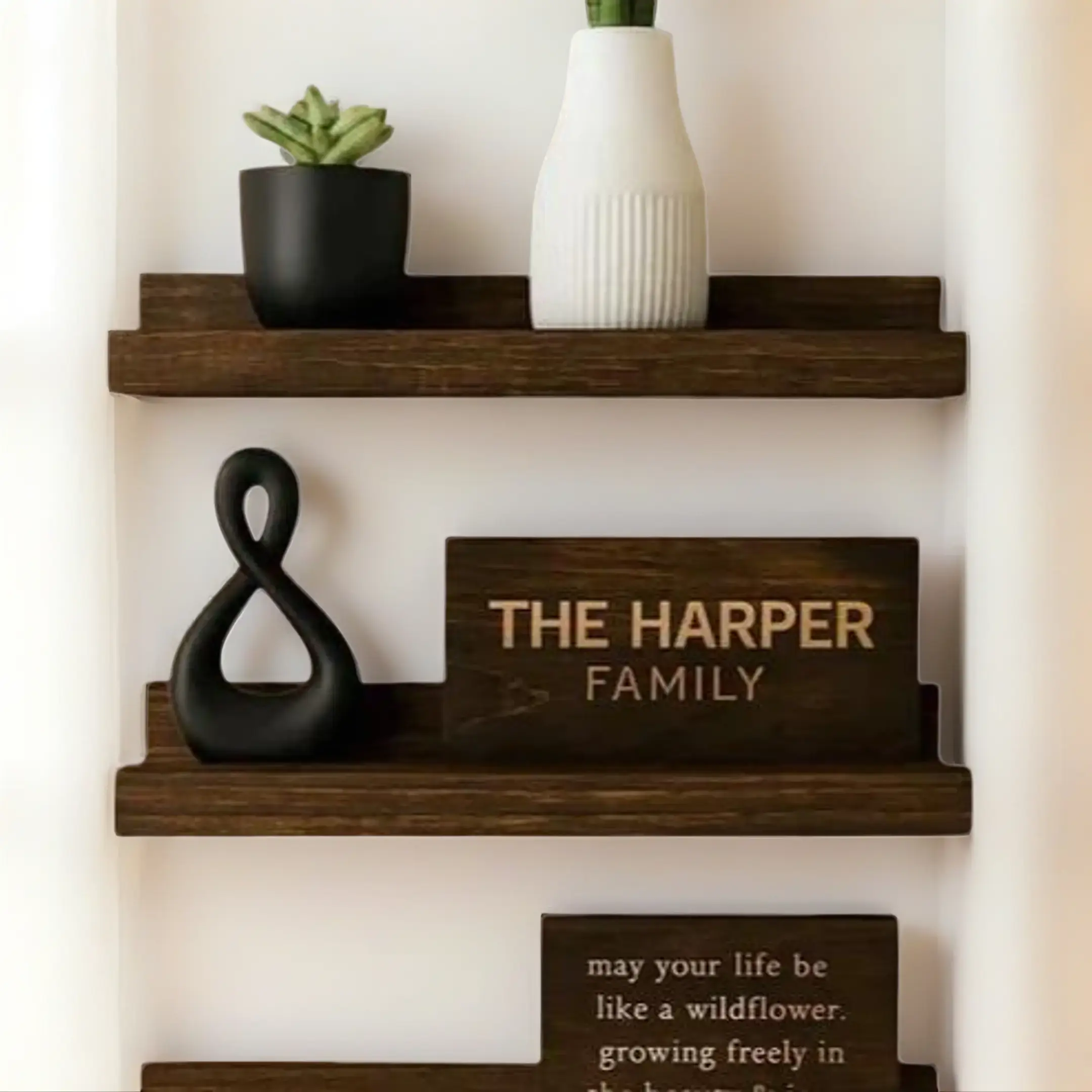 Hard Wooden Floating Picture Ledge Shelves - Hidden Mount, 4-in Depth, 12"-72" & Custom Lengths, Minimalist Secure Frame-Friendly Home Decor for Gallery Wall Photos, Room Accessories