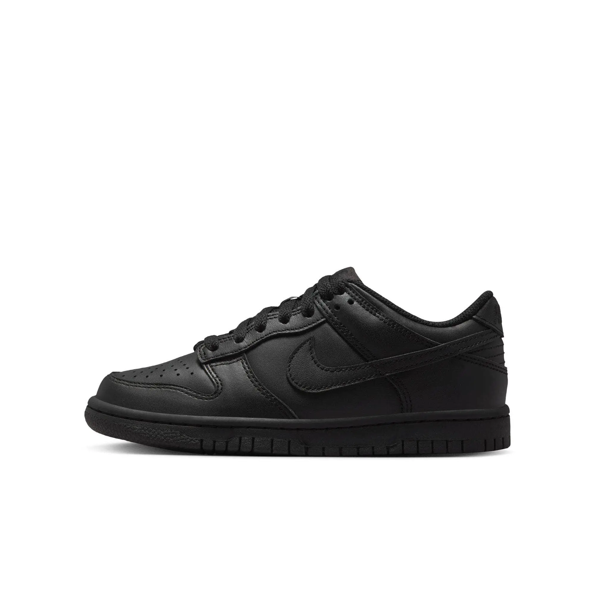 NIKE Dunk Low Classic Basketball Shoes - Black Leather Low-Cut Athletic Sneakers with Ankle Padding, Perforated Toe, Rubber Sole, Skateboard Traction, Heritage Look for Skating, Basketballshoes