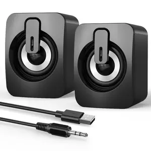 Heetipuk B-A2USB USB Computer/Laptop Speakers,Portable Mini Soundbar for Windows PCs, Desktop Computer with Stereo Sound & Enhanced Bass,7 Lighting Modes, 2 Bass-Boost Ports, 2 Speaker Units,Easy Volume Control