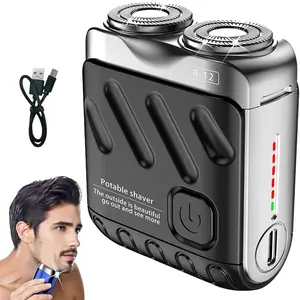 Portable Electric Shaver, 1 Box Double Head Magnetic Shaver with Cleaning Brush & Charging Cable & Storage Bag, Travel Shaver for Outdoor Travel, Shaving Products，Best Gifts for Men