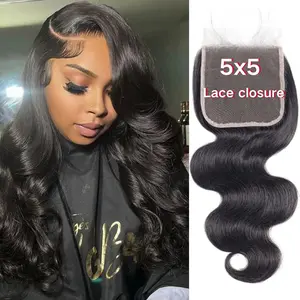 SIFULAN 5x5 Lace Closure Human Hair Hd Closure Body Wave Closure 12A Virgin Remy Human Hair for Black Women 5x5 Transparent Lace Frontal Closures Pre Plucked Natural Black