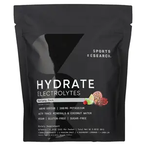 Sports Research Hydrate Electrolytes, Variety Pack, 16 Packets, 0.18 oz (5 g) Each