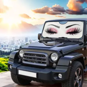 1pc, Big Eyes Design Windshield Sun Shade, Windscreen Shade Cover, Foldable Car Front Window Sunshade, Car Sunshade Windshield Outside, Polyester Material, Helps Maintain Cool Car Interior, Vehicle Cooling Accessory