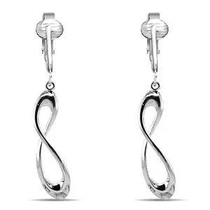 Silver Infinity Loop Clip On Dangling Earrings