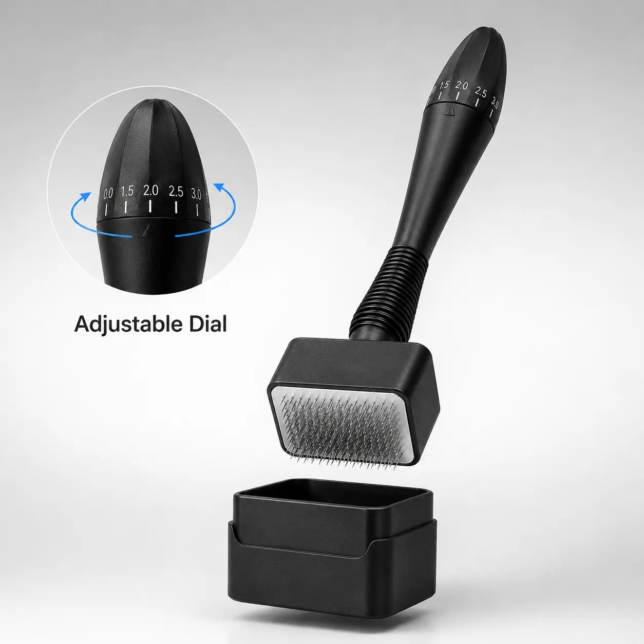 Adjustable Derma Stamp for Face Care, Handheld Microneedle Skincare Tool with Adjustable Needle Depth, Non-Slip Grip and Protective Storage Base