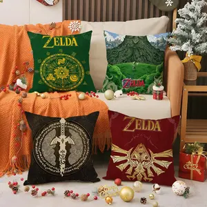 Game Zelda Pillow Case Soft short plush cushion cover with festive Christmas print breathable fabric and an invisible zipper adds warm cozy holiday vibes perfect for winter home décor