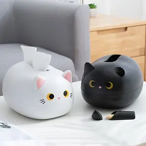 Cute Cat Paper Napkin Box, Cartoon Design, Nordic Style Multi-Functional Creative Home Use Living Room Tissue Holder