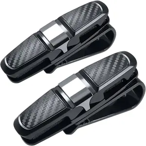 2-Pack Car Sun Visor Glasses Holder Sturdy Sunglasses Eyeglasses Mount with Multi-Use Ticket & Card Clip Classic Black Free Shipping