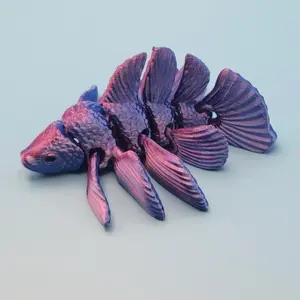 3D Printed Articulated Betta Fish Toy  Movable Fidget Decor  Pink & Blue Koi Style Fish Gift