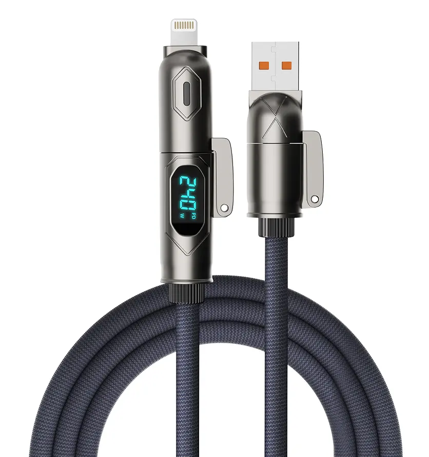 Finekeep 4-in-1 USB Cable - Durable Max Fast Charging Cord with Alloy Connector for Android, Digital, Lightning Mobile Devices