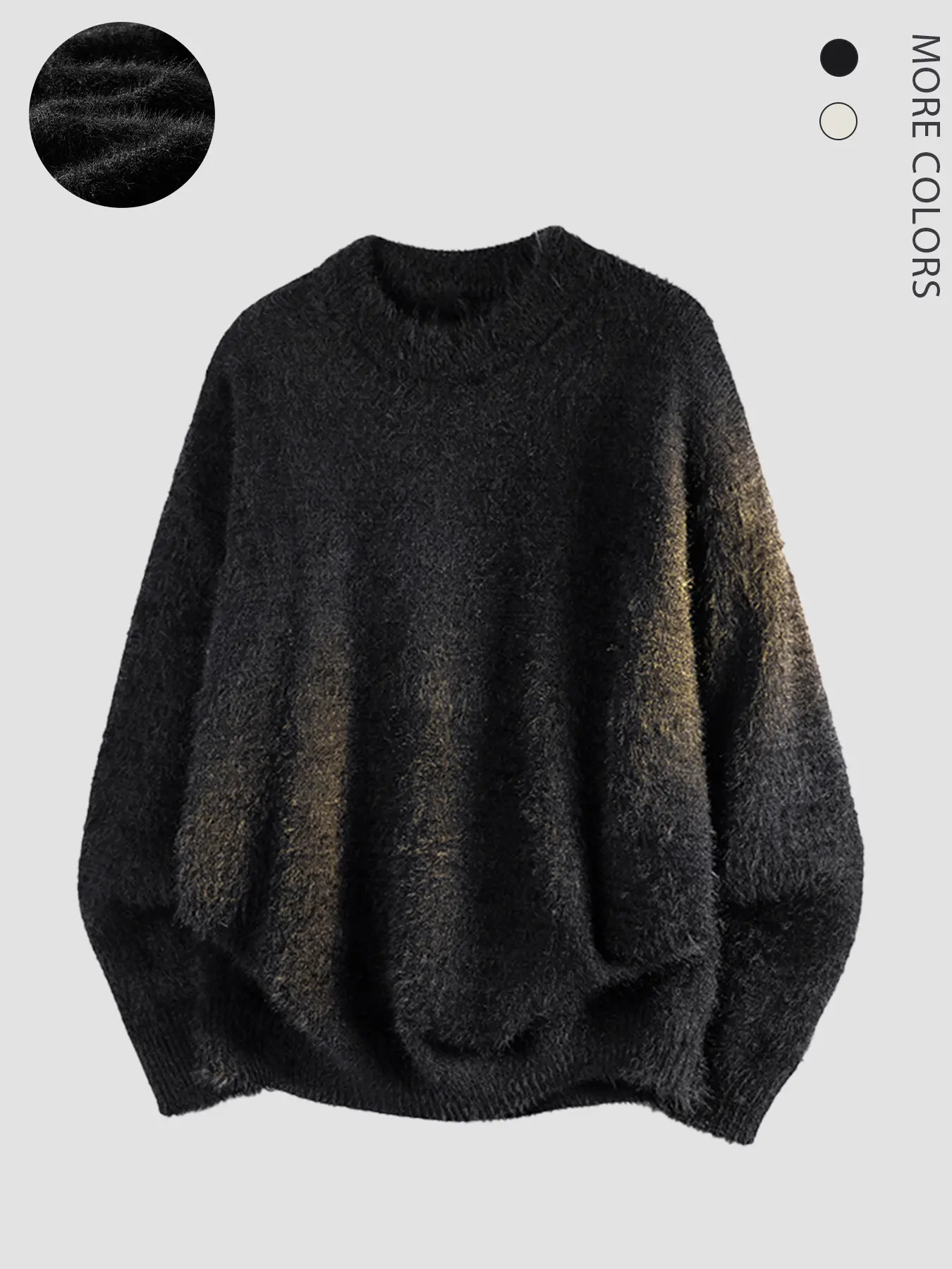 Men's Solid Color Plain Long Sleeve Fleece Knit Pullover Sweater, Casual Lazy Fitted Style, Suitable for Home & Travel, Unisex Design, Fall Winter Wear