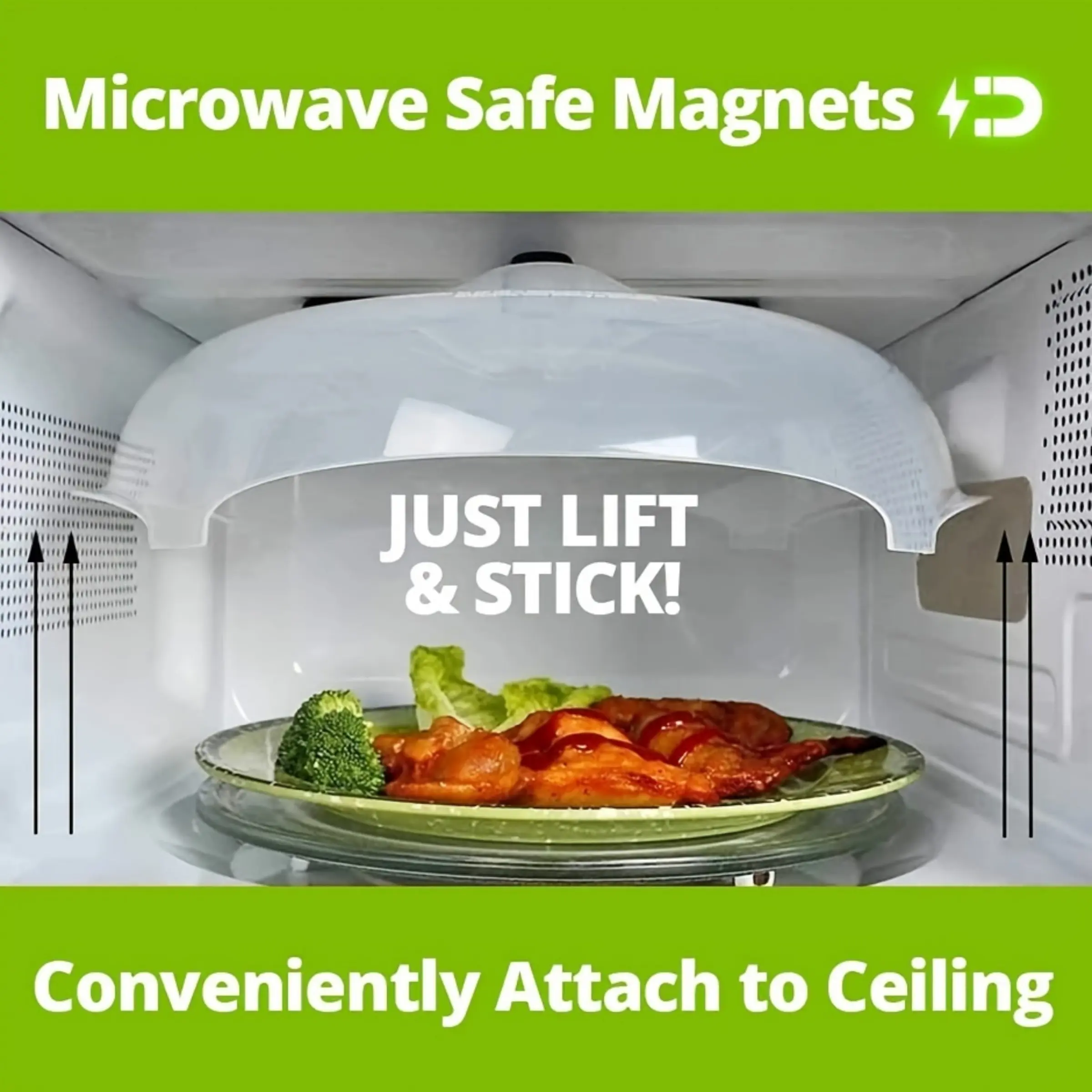 12 Inch Magnetic Kitchen Microwave Splatter Cover, BPA-Free with Steam Vents Design for Food, Convenient Kitchen Gadgets