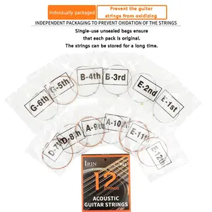 12 String Folk Guitar String, Phosphor Copper Material (PU Coated) Guitar String, Guitar Accessories for Acoustic Guitar