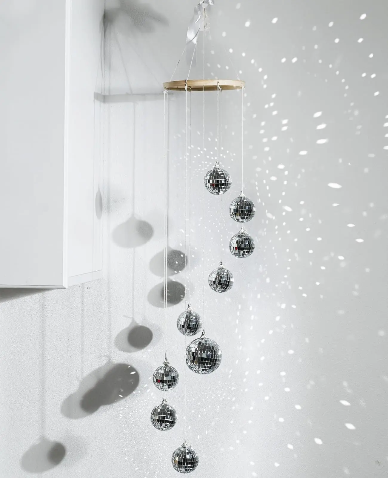 Kioloo 35-Inch PVC Hangable Disco Ball Spiral Spinner - Handmade Elegant Lighting Ornament with Reflection for Home, Celebration, Mother's Day, Birthday, Indoor/Outdoor Decor